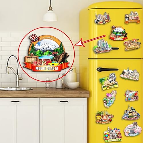 Miniatura 4 de Mount Shasta California USA imán imán de madera 3D monumentos de viaje coleccionables recuerdos decoración hecha a mano