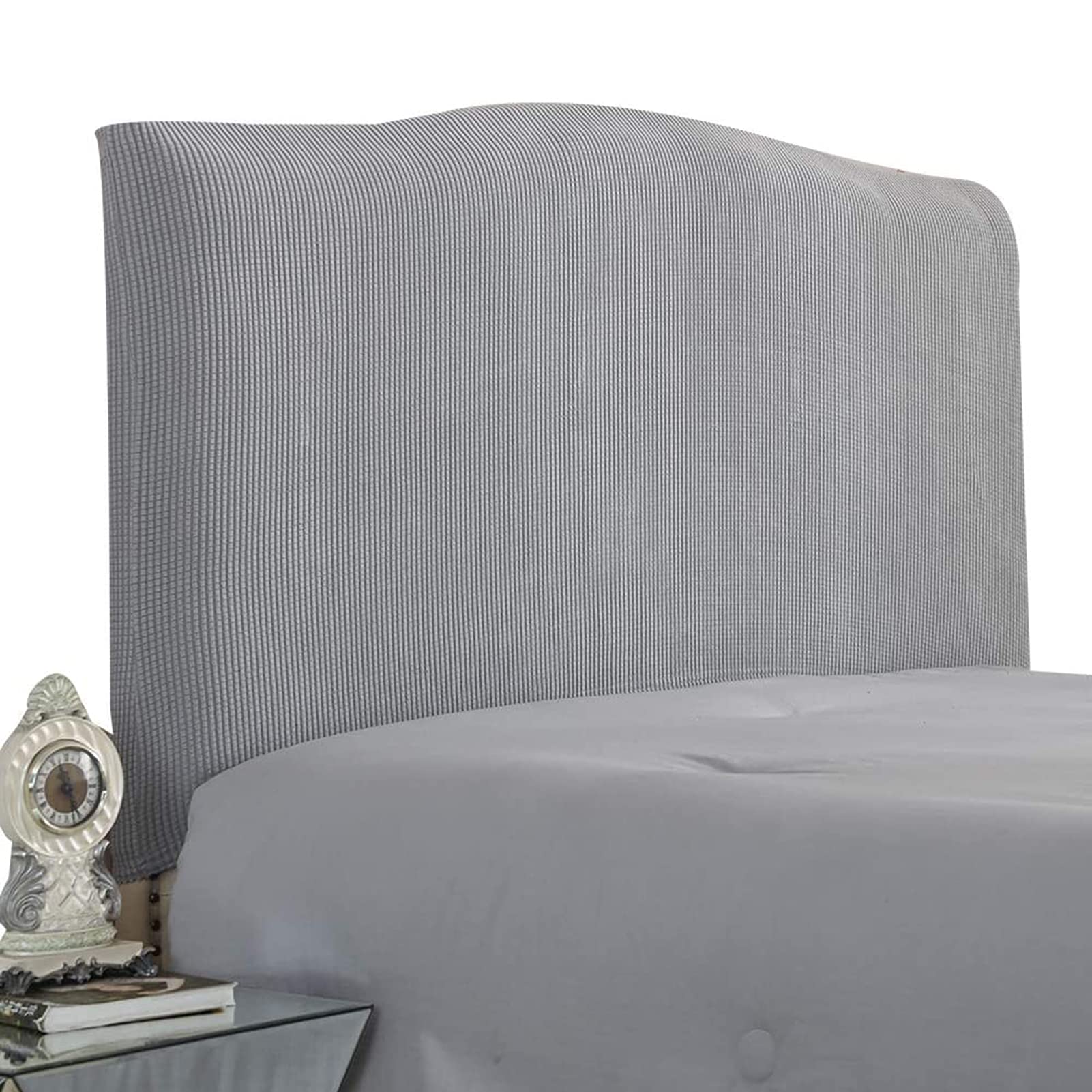 GEBIN Stretch Solid Color Headboard Slipcover, Bed Headboard Cover Protector Slipcover for Bed Headboard Dustproof Solid Bed Headboard Cover Stretch Single Double King (Silver,180CM)