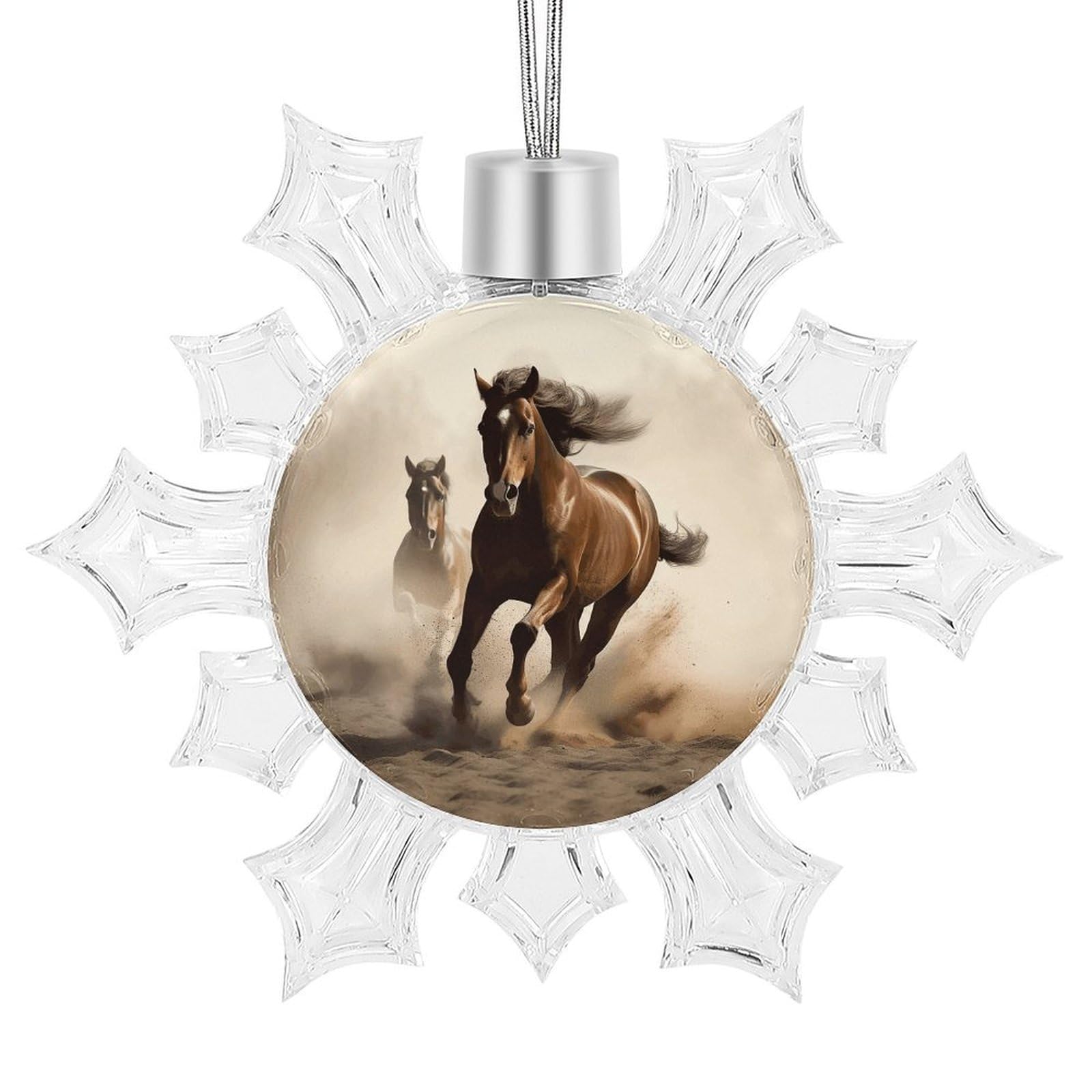 Animals Horse Running Snowflake Ornaments Cute Snowflake Pendant Exquisite Christmas Tree Ornaments for Christmas Weddings New Year Birthday Holiday Celebration