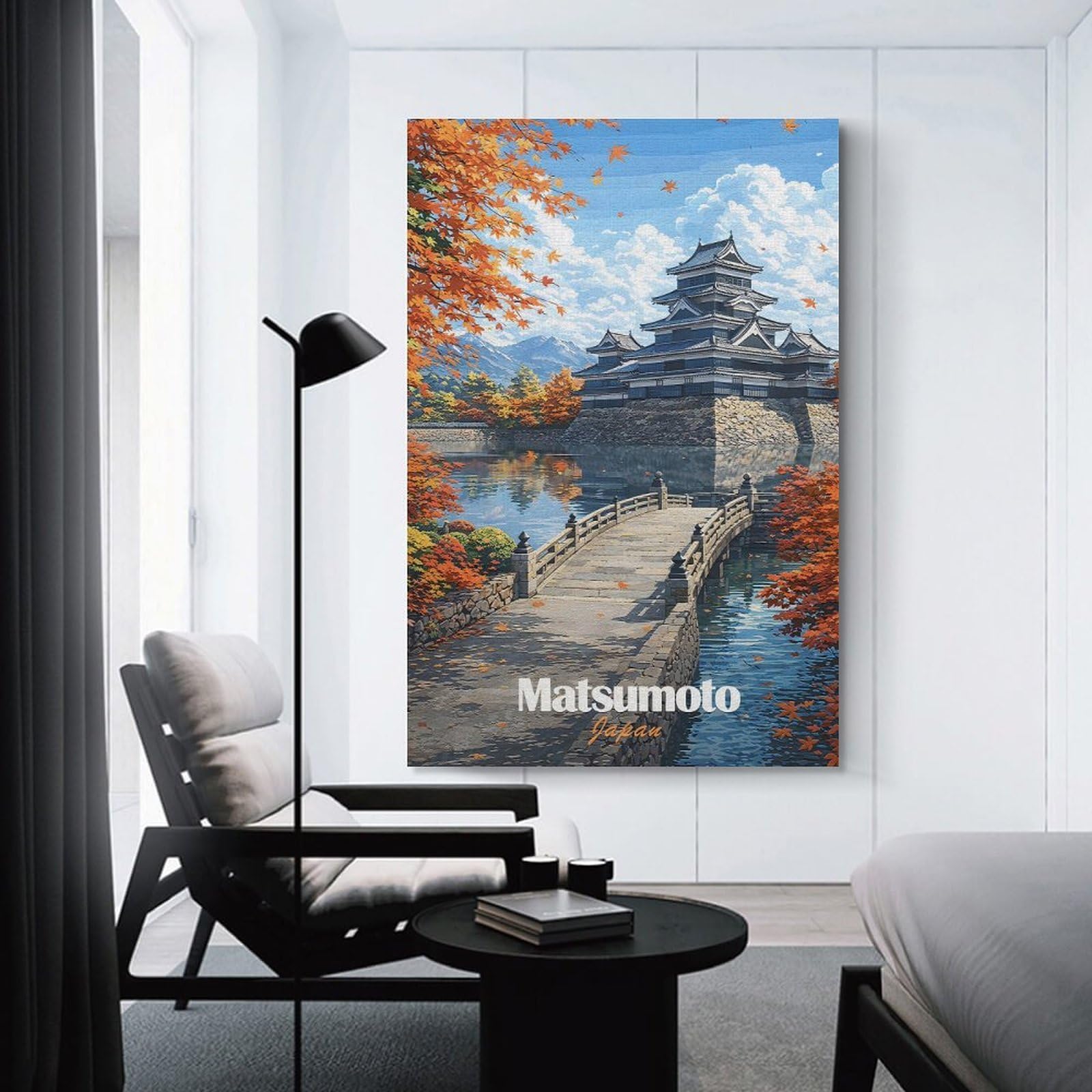 Junmoney Unframe-Style-22-1 Matsumoto Castle In Autumn Room Decor Wall Art 20X30inch(50X75cm), For Bedroom, Guest Room Or Reading Nook, An Easy Wall Refresh For Bedrooms
