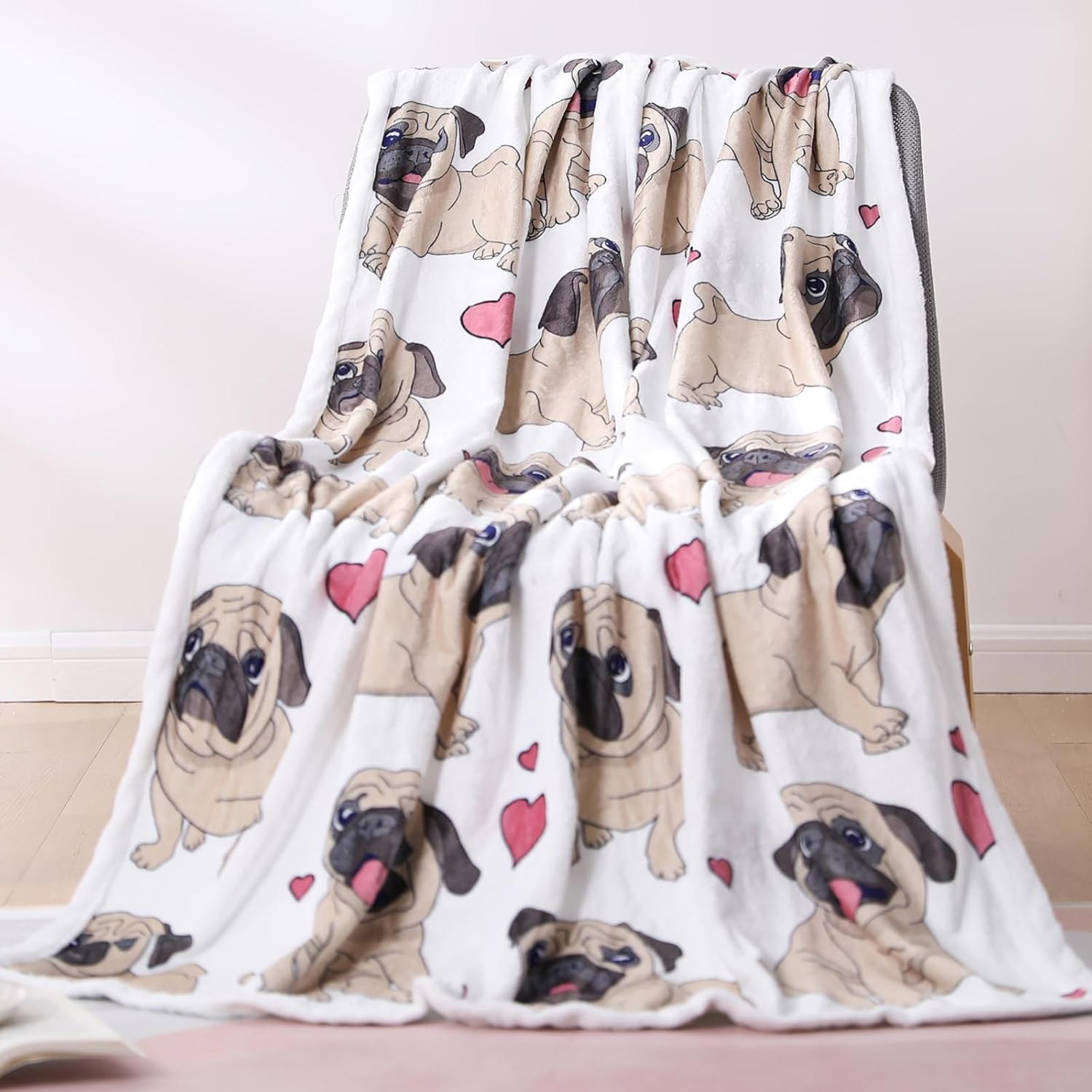 Pug Blanket, Cute Puppy Fleece Blankets Super Soft Fuzzy Gifts for Pugs Lovers Plush Throw Dog Decor (Pug, 47" x 60") - Image 7