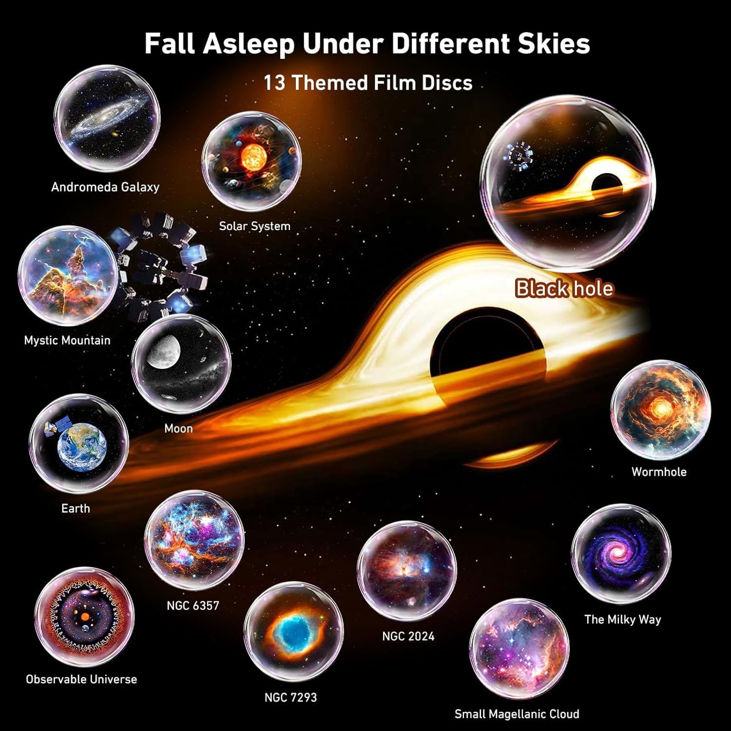 Febotak Projecteur d'étoiles (version améliorée) avec 13 planètes CD – Veilleuse pour enfants, rotation à 360 °, convient aux enfants et aux adultes, idéal comme décoration pour salon et chambre à