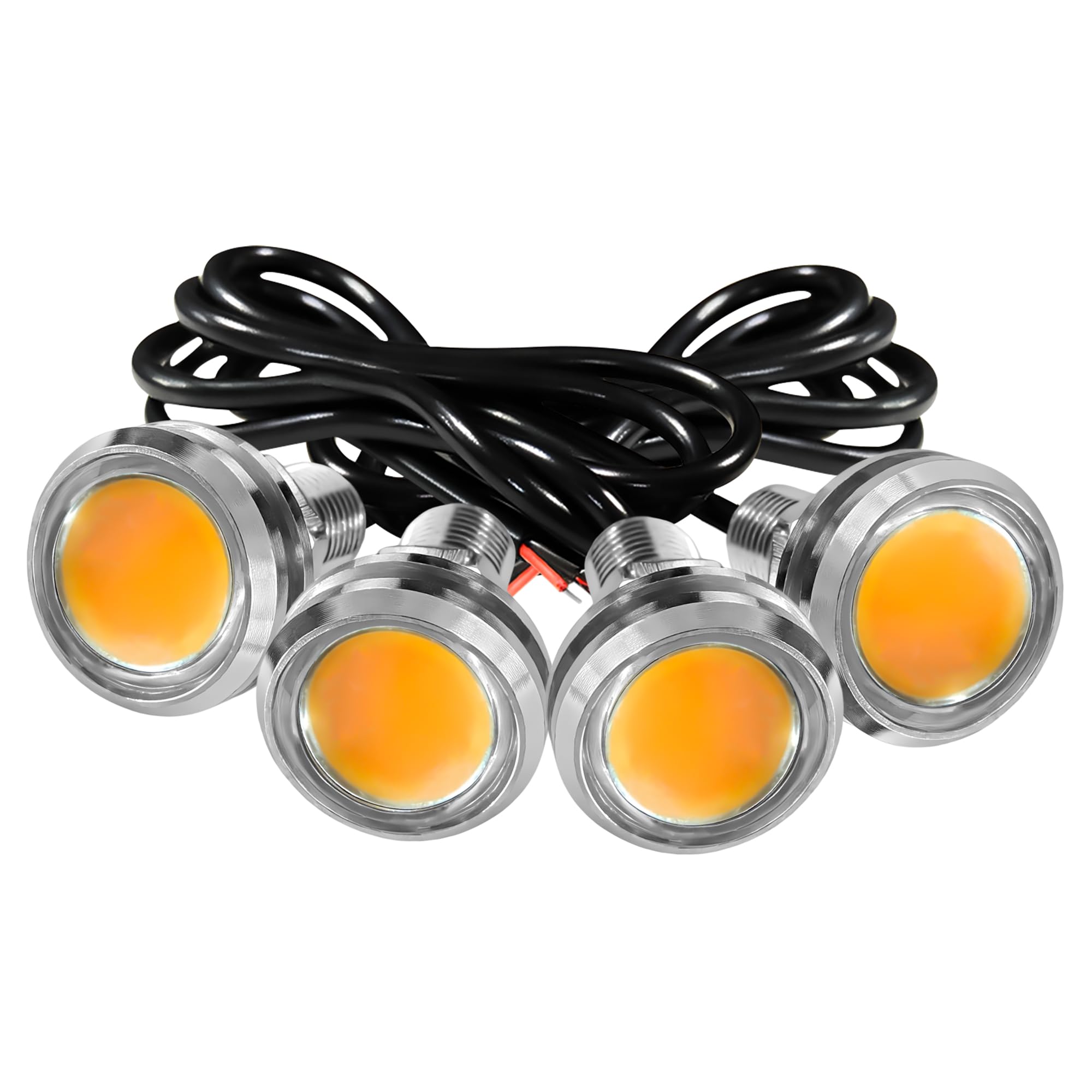 4Pcs 23mm DC 12V Eagle Eye LED Car Fog DRL Daytime Running Light Backup Reverse Tail Rock Lights Signal Lamp Headlights Small bulb use for car and motorcycle (Orange)