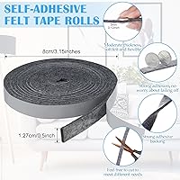 Vista 22 de Zonon 4 rollos de tiras de fieltro de 120 pulgadas con cinta adhesiva de fieltro para muebles, rollos de tiras autoadhesivas de poliéster resistente