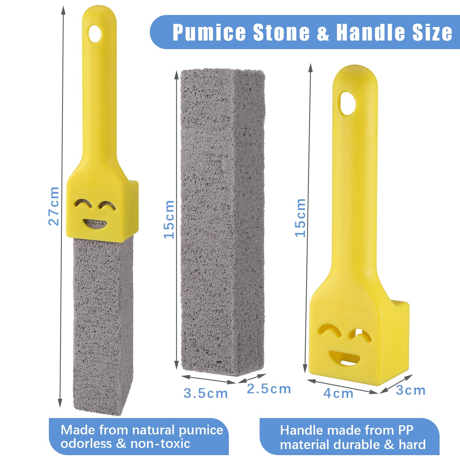 6 Piedras Piedra Pomez Inodoro, Piedra Pomez para Pies para Inodoro con 2 Mangos, Piedra Pómez Reemplazable para Inodoro, Piedra Pomez para Limpieza WC Natural para la Limpieza de Baños, Piscina