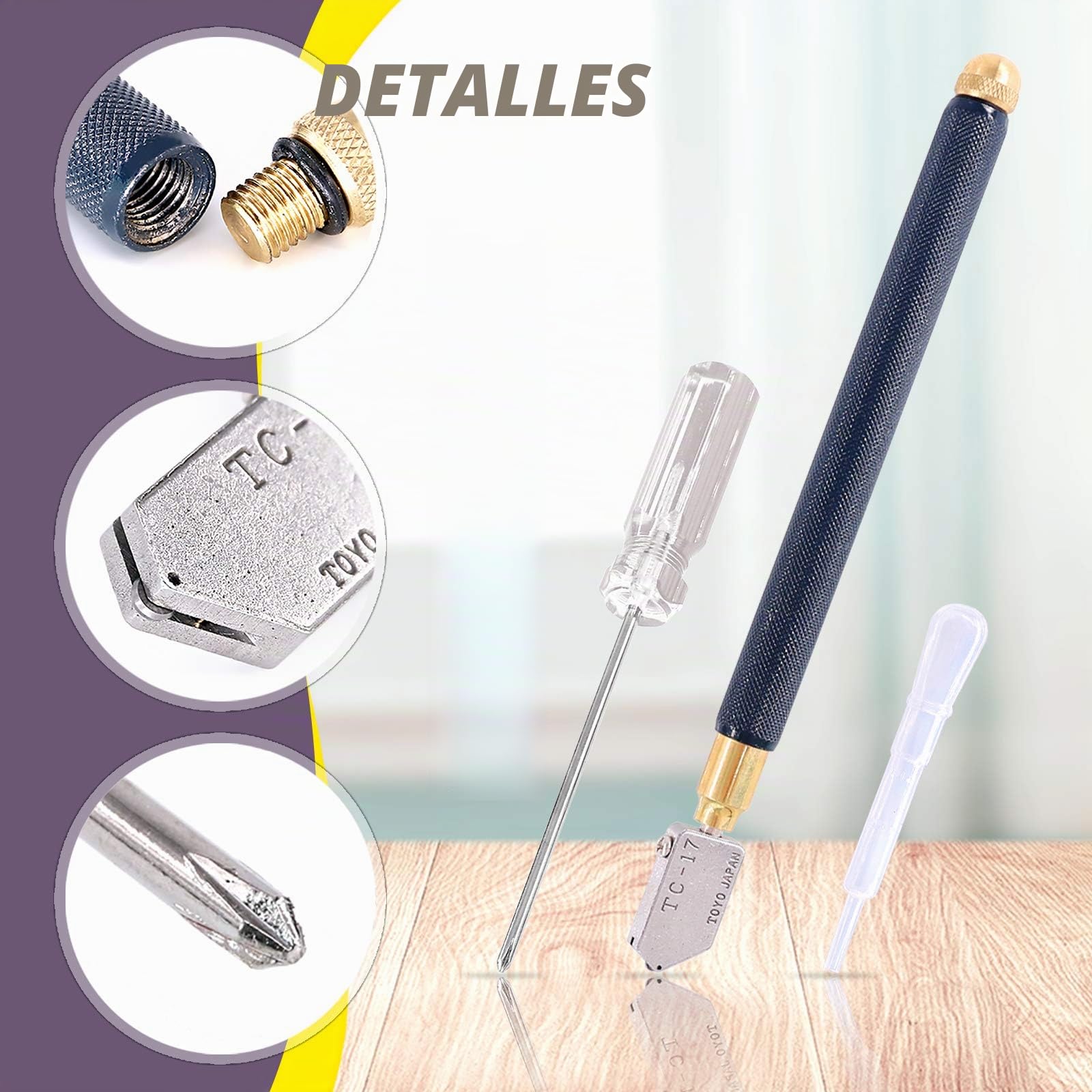 Sweet Kit de 9 herramientas de corte de vidrio, alicates rompedores y alicates para correr de mandíbula curva con puntas de goma, cortador de vidrio de punta de carburo