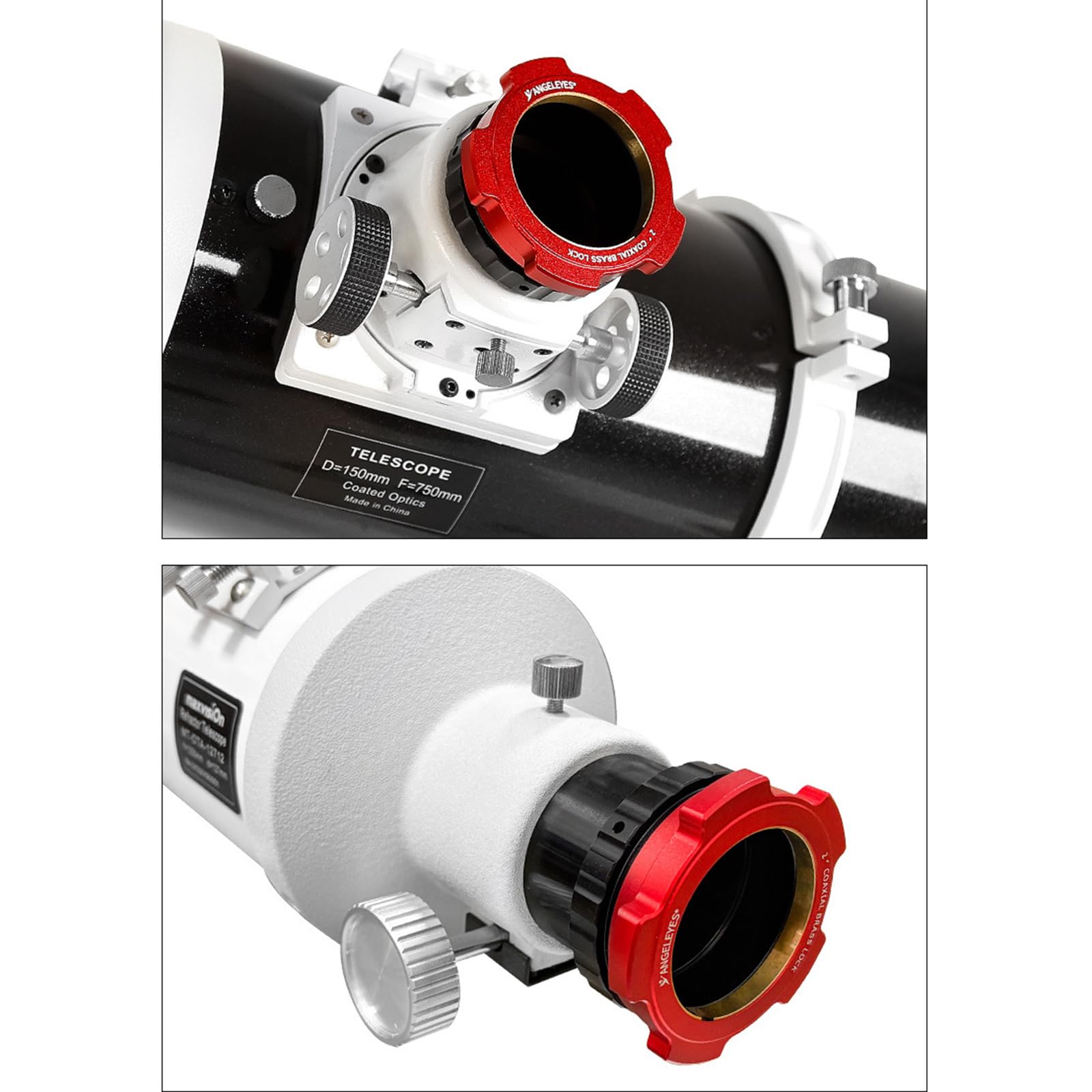 Adaptador coaxial de alta precisión para telescopios astronómicos con conversión de rosca y funda de camping de bloqueo seguro