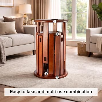 Stackable Stools Set of 4, Solid Wood Round Nesting Stool Set, Multifunctional Ottoman, Side Table, Coffee Table, Bedside Nightstand, Space-Saving Furniture for Small Spaces, Natural