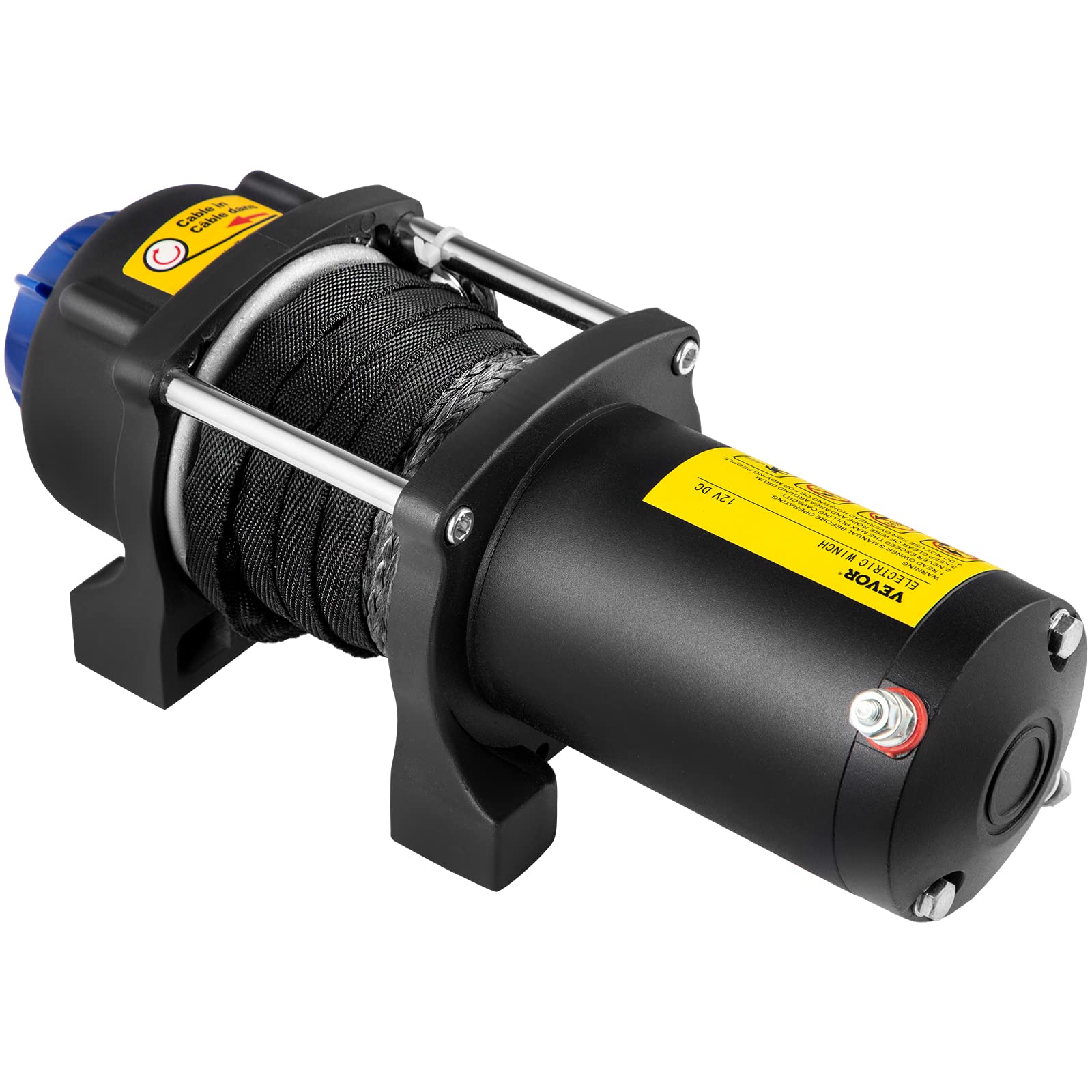 VEVOR Verricello Elettrico con Telecomando 2 KW 12 V Corda Sintetica, Paranco Elettrico 4500 LBS, Argano Elettrico Grado Impermeabile IP67, Verricello Elettrico con un Accurato Kit di Accessori