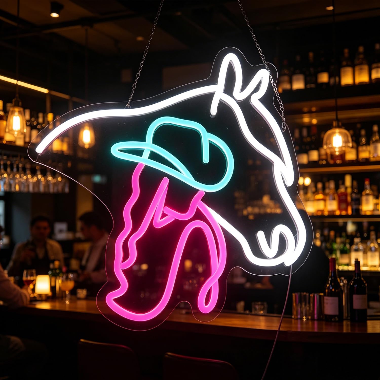 Letrero de neón de caballo de vaquera, luz de neón, luz LED de señora de caballo, señal LED de vida de campo, decoración de pared de habitación de vaquero, letrero de luz de neón para sala de juegos