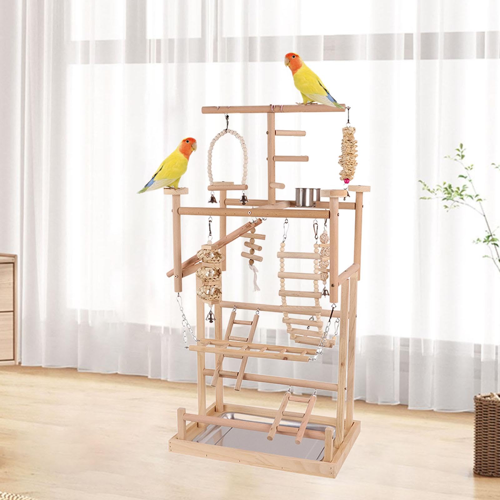 Bothyi Pet Parrot Playstand,Parrot Playground Climb Playing Gym Toy,Playpen Bird Play Stand,Wood Bird Perches Stand for Budgie Lovebird