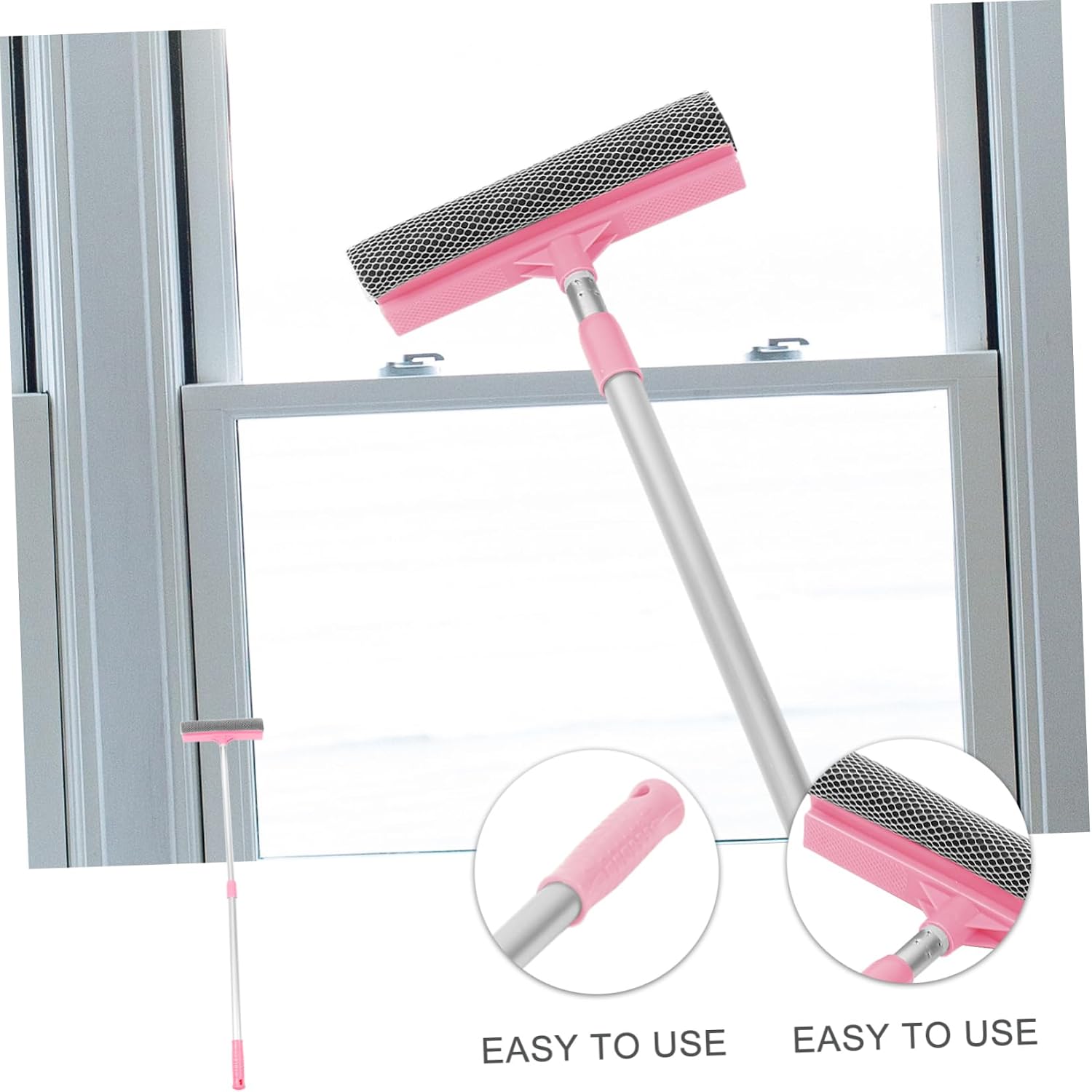 Ciieeo Extendable Dual Sided Window Scrubber with Comfortable Grip Microfiber Cleaning Tool for Home Car Windshield Bathroom Kitchen and More Long Handle