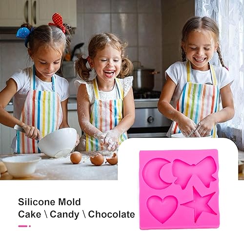 Miniatura 4 de Molde de silicona para chocolate, corazón, luna, estrella, lazo, molde de silicona para jabón, chocolate, caramelo, pastel, molde de silicona de