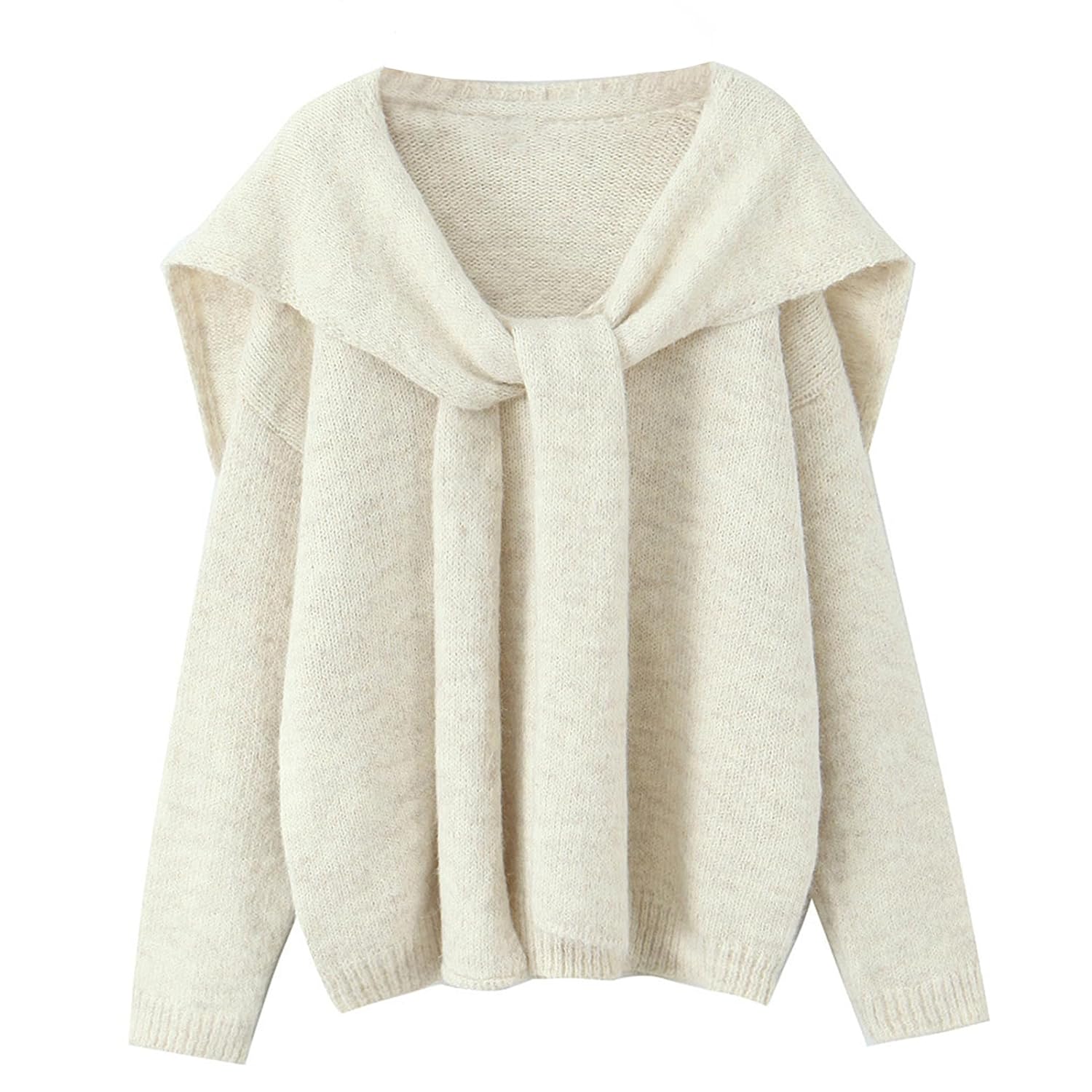 Womens Casual Loose Sweater with Shawl V Neck Long Sleeve Drop Should Pullover Knit Tops