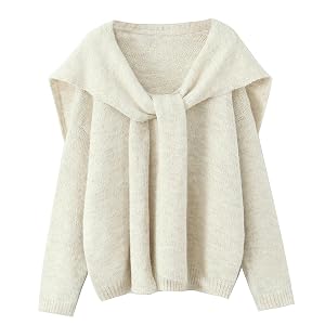 Womens Casual Loose Sweater with Shawl V Neck Long Sleeve Drop Should Pullover Knit Tops