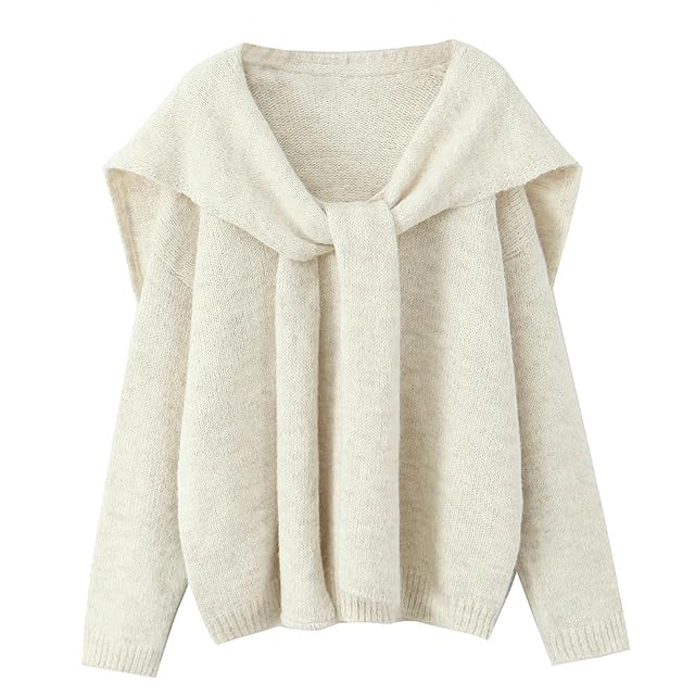Womens Casual Loose Sweater with Shawl V Neck Long Sleeve Drop Should Pullover Knit Tops