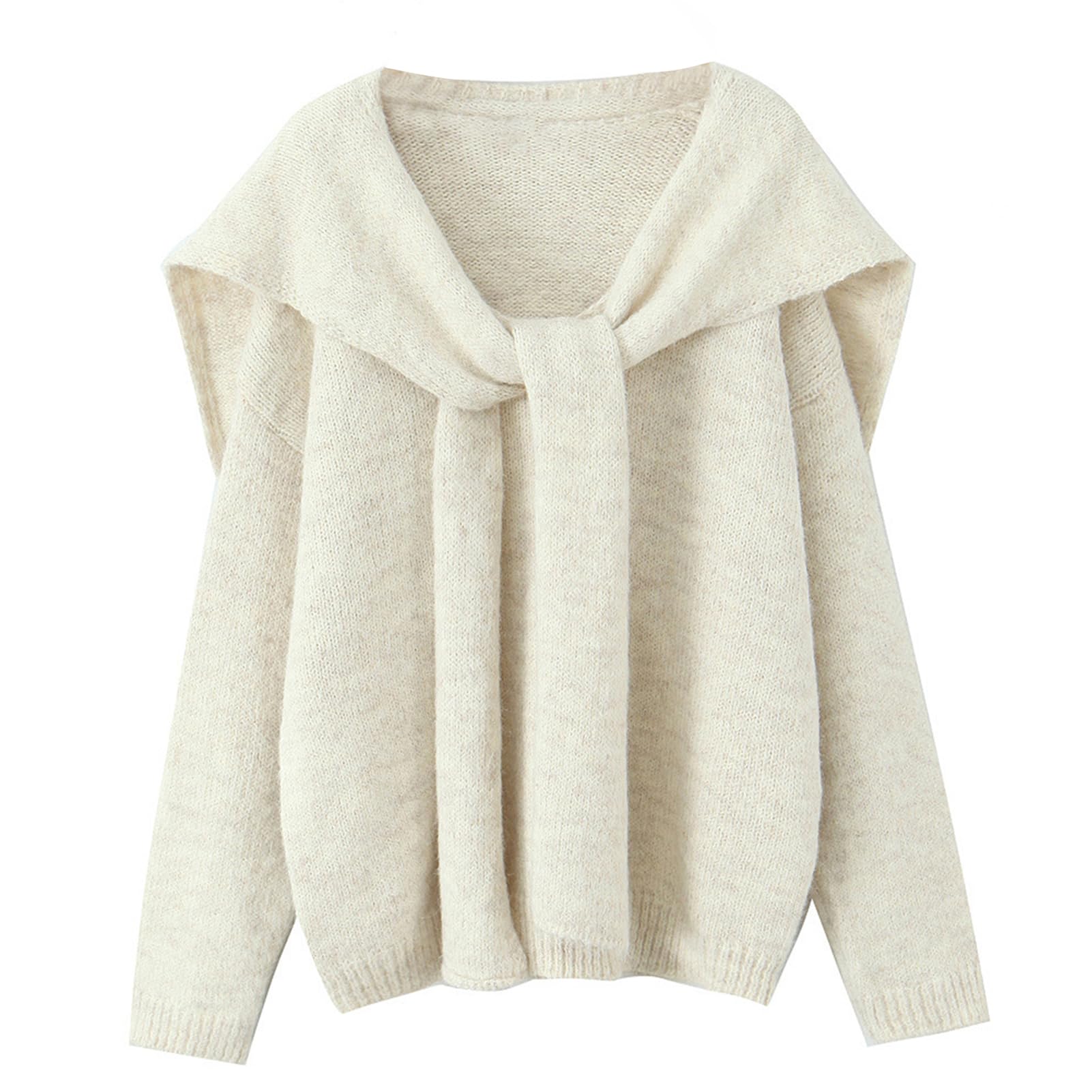 Womens Casual Loose Sweater with Shawl V Neck Long Sleeve Drop Should Pullover Knit Tops
