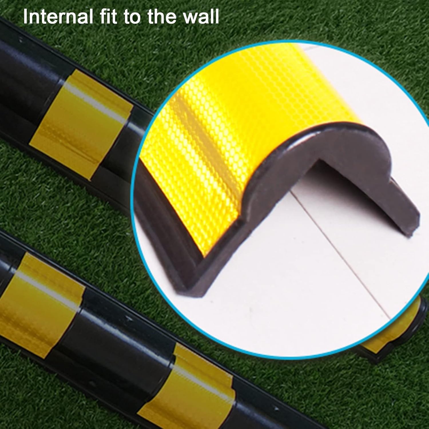 Protector De Pared para Garaje, Protector De Esquina De Pared, Columna De Goma para Garajes Y Aparcamientos con Tira Reflectante De 1 Cm De Espesor.(Amarillo - 2 Unidades - 80 Cm)