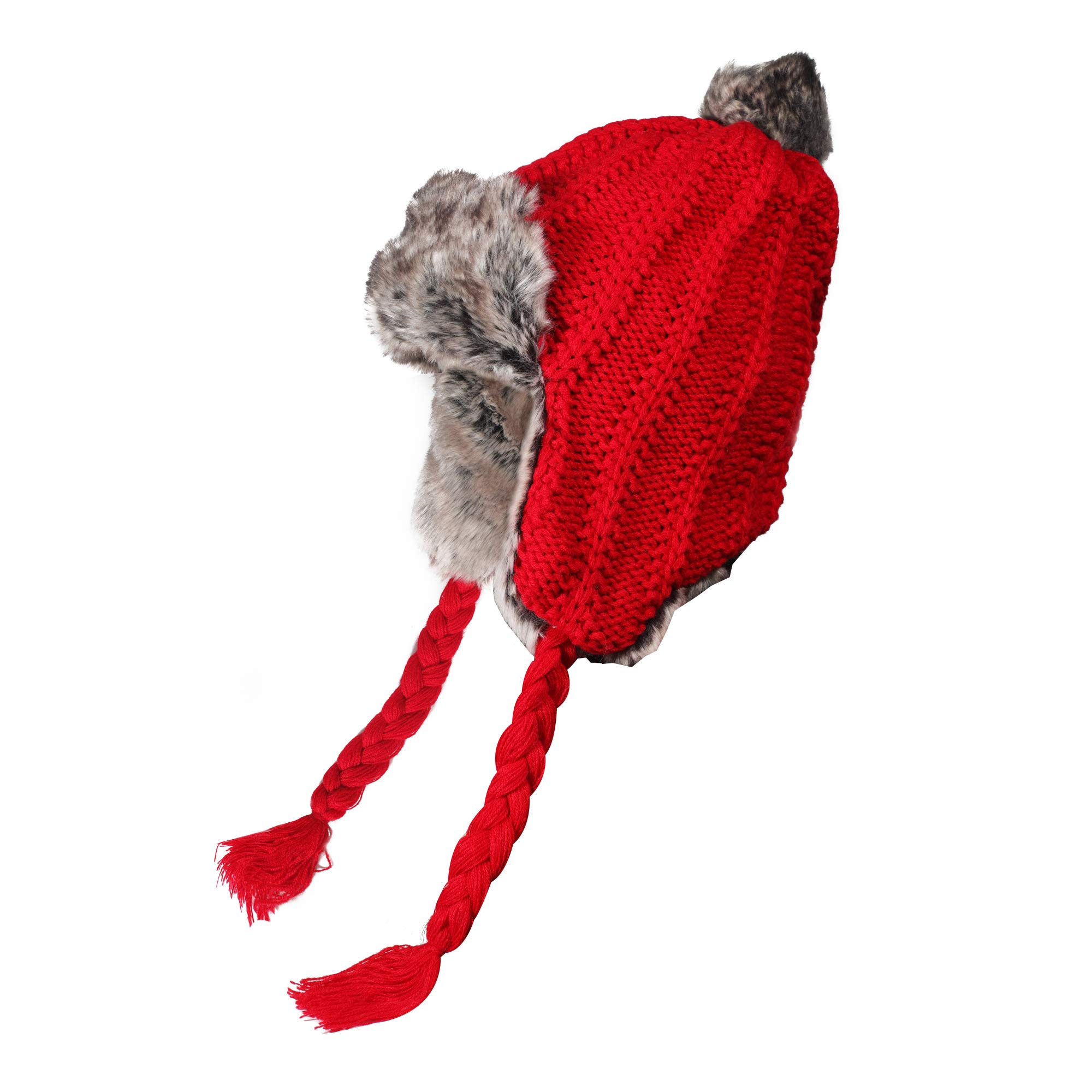 ZLYC Damen-Wintermütze mit Ohrenklappen, Strickmütze, Peruanische Beanie-Mütze