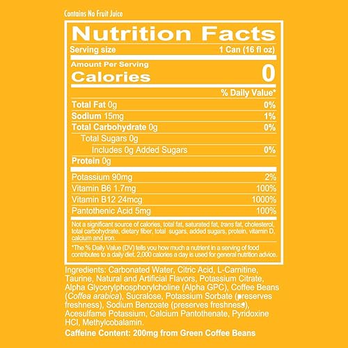 REDCON1 Cali Splash - Bebida energética de alto rendimiento, bebida energética sin azúcar con nootrópico Alpha GPC, 200 mg de cafeína natural de