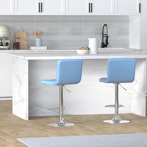 Miniatura 86 de Taburetes de bar de leopardo, moderno taburete giratorio ajustable de piel sintética con respaldo, juego de 2 (gris) Gris,Negro -,Caqui,Blanco,gris