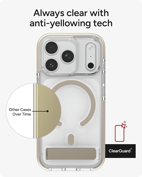 ZAGG Santa Cruz Snap Case with Kickstand for iPhone 17 Pro Max - Titanium, Drop Protection (13ft/4m), MagSafe Charging Compatible, ClearGuard Anti-Yellowing Technology, Scratch Resistant Phone Case by ZAGG - Used condition - Image 4