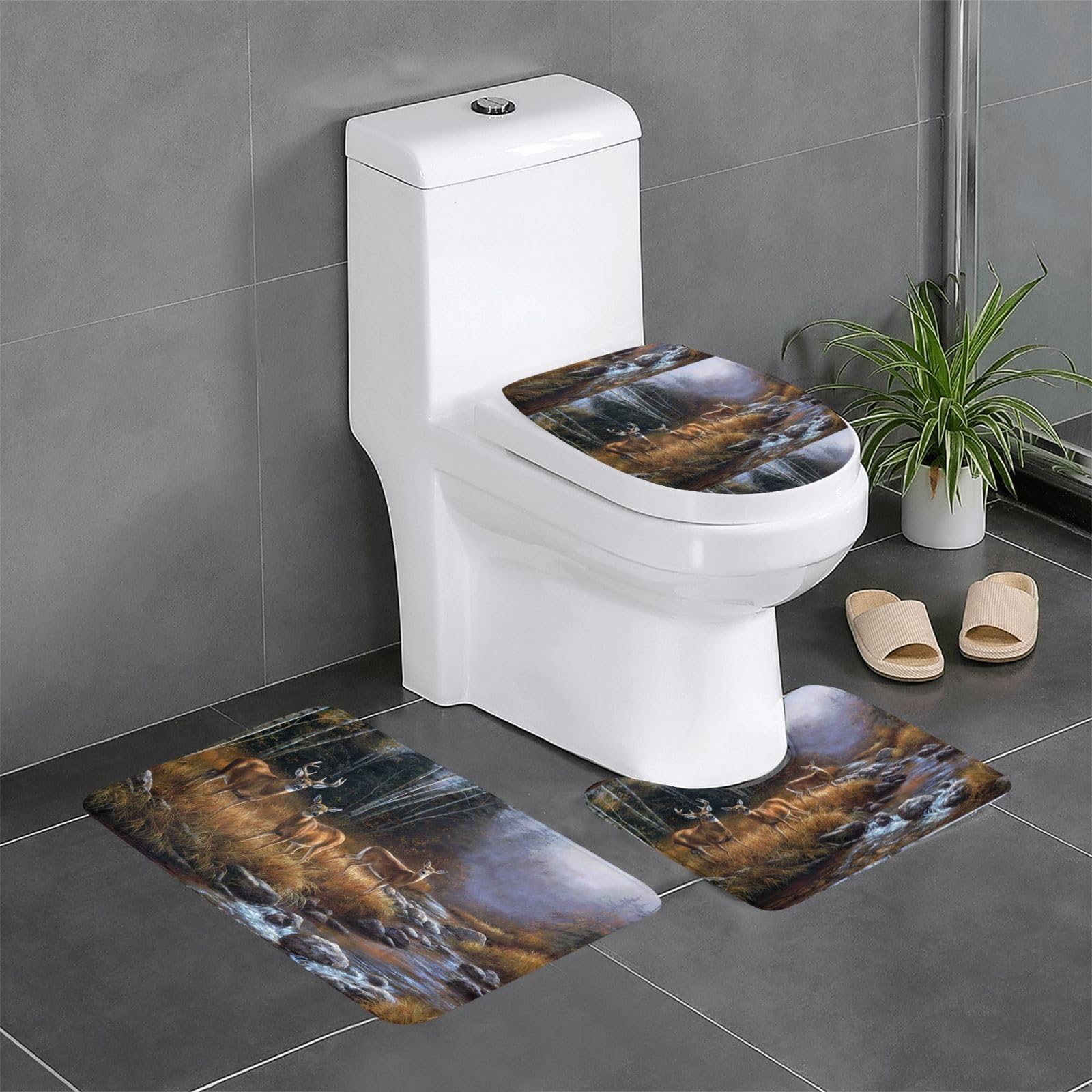 Tapis de sol antidérapants flanelle 61x40,6 cm résistants à l'humidité Beauty Deer x3