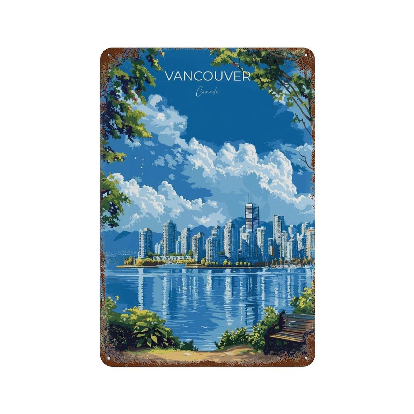 xiaoxiaoshen Vancouver Travel of Canada British Columbia Gift Lovers Wall Decor Art Metal Tin Poster Modern Home Decor Art Home Bar Shop Decorations Vintage Sign 30x20cm