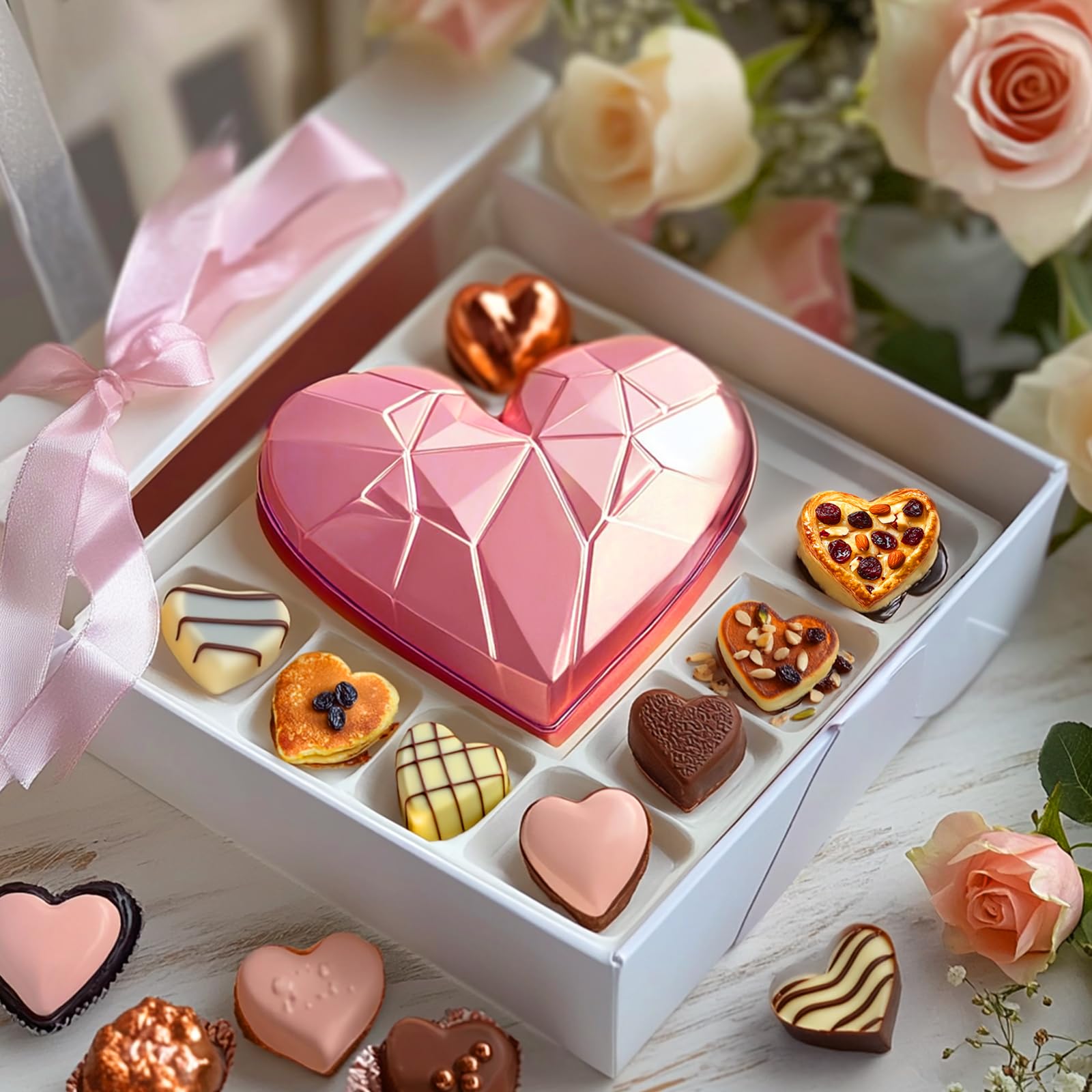 BABORUI 18 Cavities Heart Molds Silicone, Nonstick Heart Shaped Muffin Pan with Brush, Mini Silicone Heart Molds for Baking, Valentines Day Gifts for Him/Her (3 Packs)