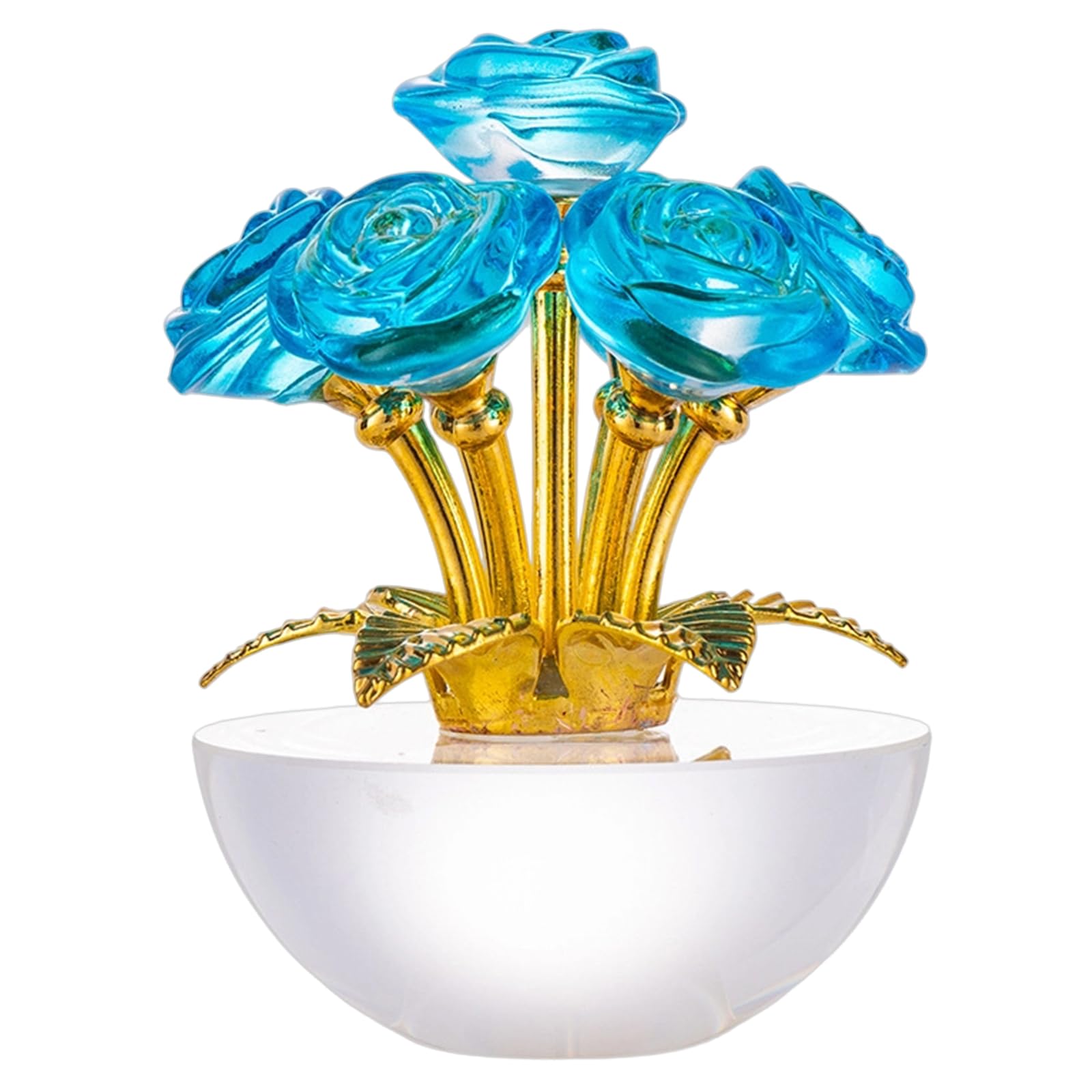 NRVTRE Beautiful Clear Glass Rose Display Piece Artistic Crystal Bouquet Adds Elegant Charm to Any Interior Space Artistic Crystal Bouquet