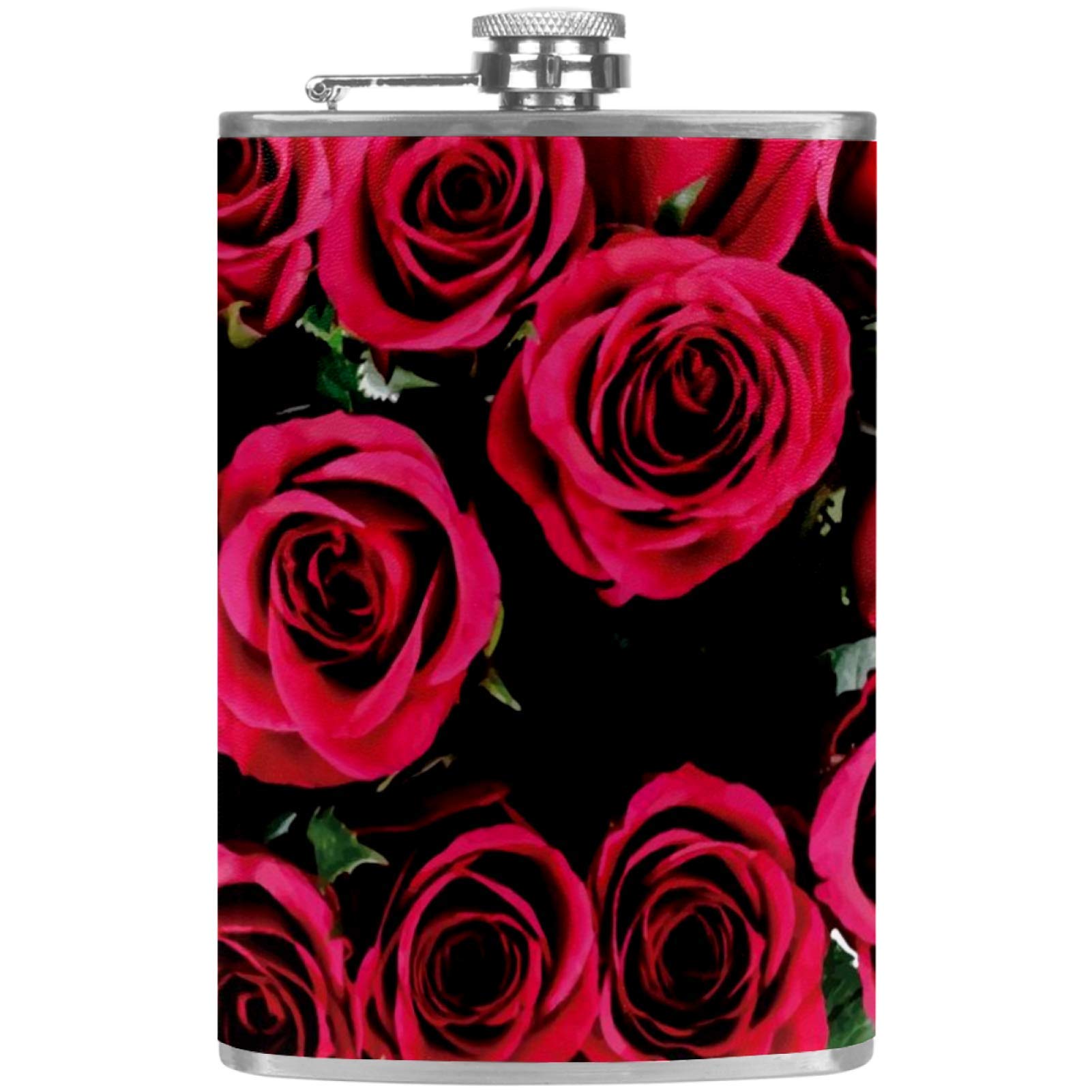 Flasque à whisky en cuir premium ornée de feuilles grecques romantiques et son entonnoir de précision