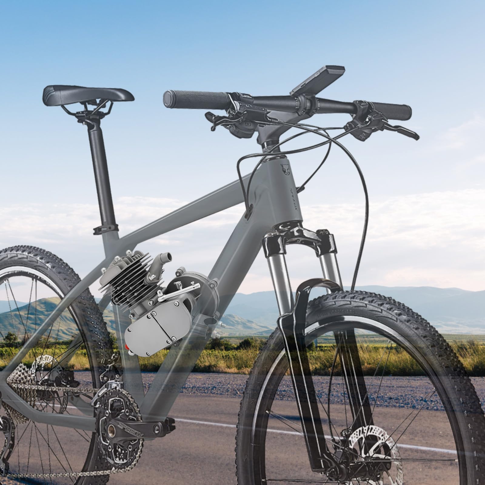 Fahrrad Motor Kit 2 Takt 80 cc, Motor Fahrrad CDI Zündsystem Benzinmotor 180 kg Tragkraft Engine Luftgekühlt Fahrradmotor-Set für Fahrräder, Mountainbikes und Rennräder Bis 40km/h