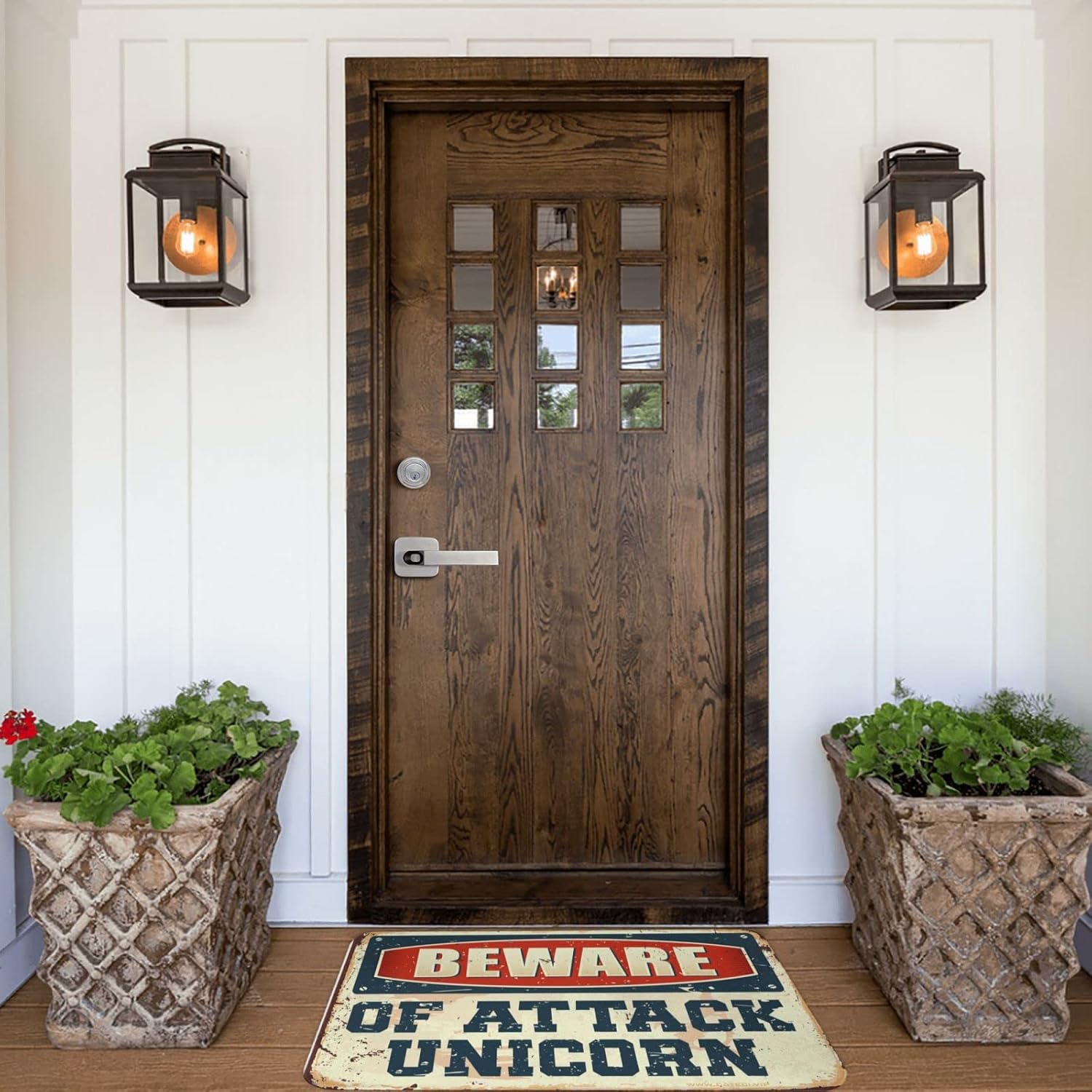 Bedroom Door Decorations Beware of Attack Unicorn Rug Decor for Bedroom Farmhouse Bathroom Mats(Size:65X90CM), BMPBBPLTF-65X90CM