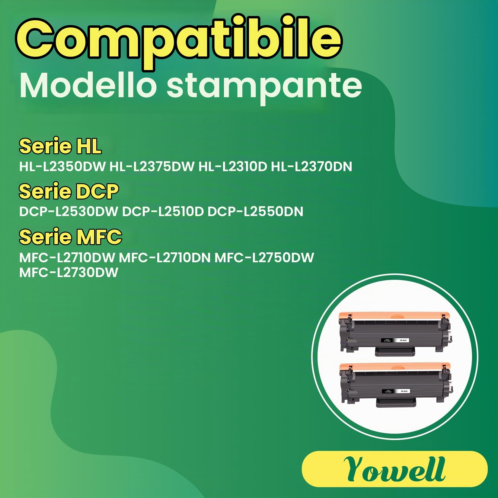 Toner TN2420 E Tamburo DR2400 Per Brother – Compatibile Con MFC L2710DW, HL-L2350DW, DCP-L2530DW – Resa 3000 + 12000 Pagine