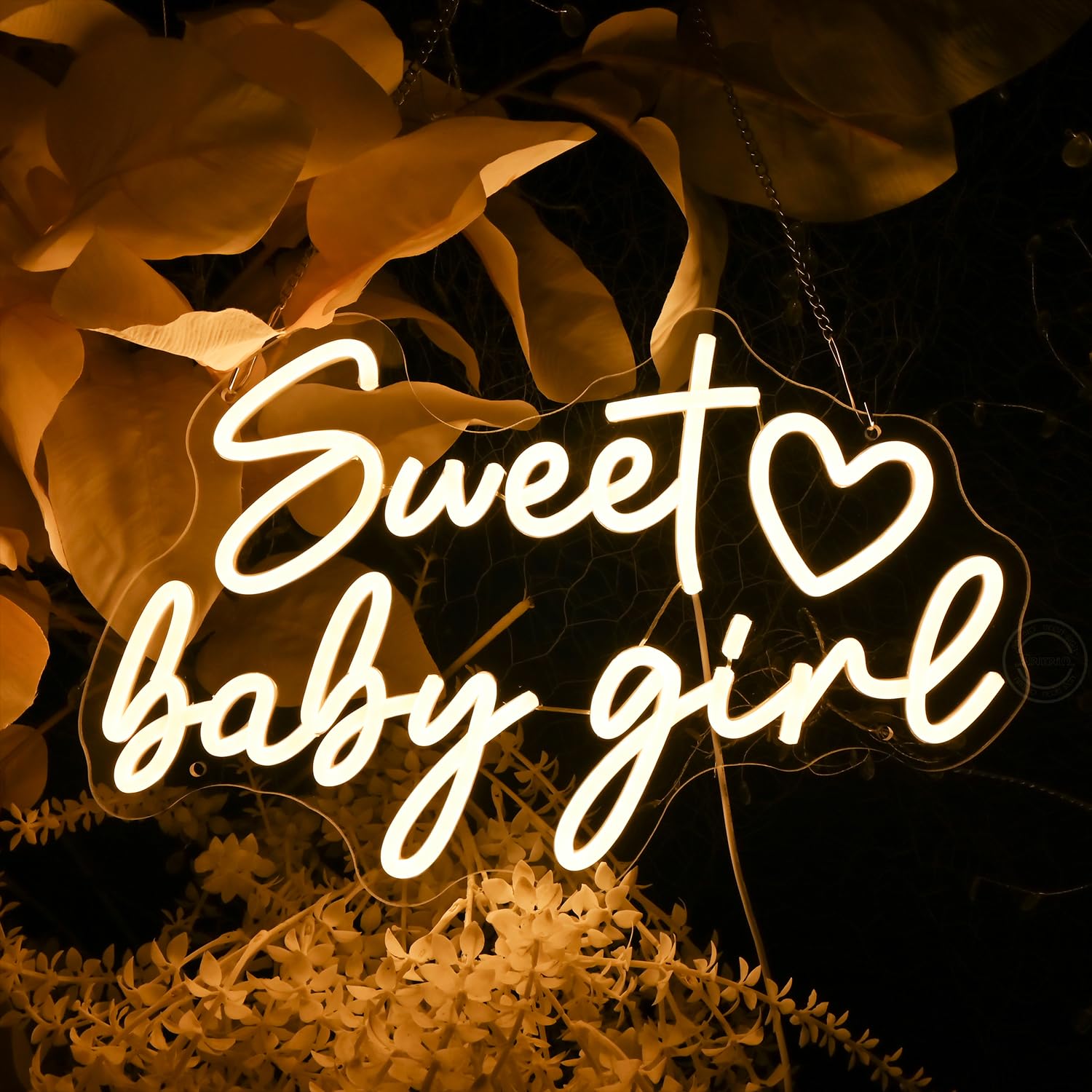 Britrio Sweet Baby Girl Neon Sign Baby Shower 1st Birthday Party Backdrop