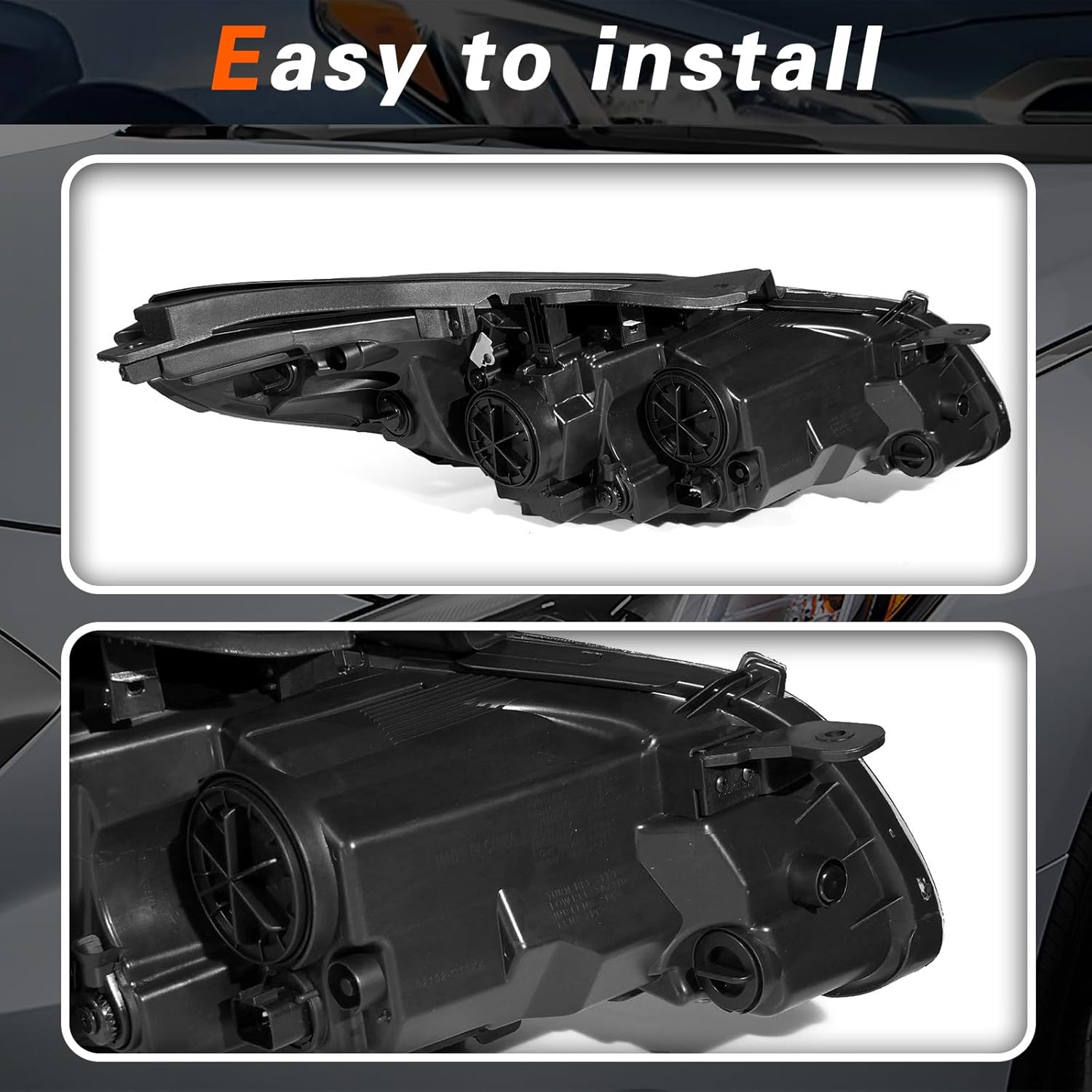 TODO Headlight Assembly Compatible with 2015-2017 Hyundai Sonata SE/Sport/Limited/ECO, Head Lamp Replacement with Bulbs & Parking Lamp 92101-C2050 92102-C2050, Driver & Passenger Side