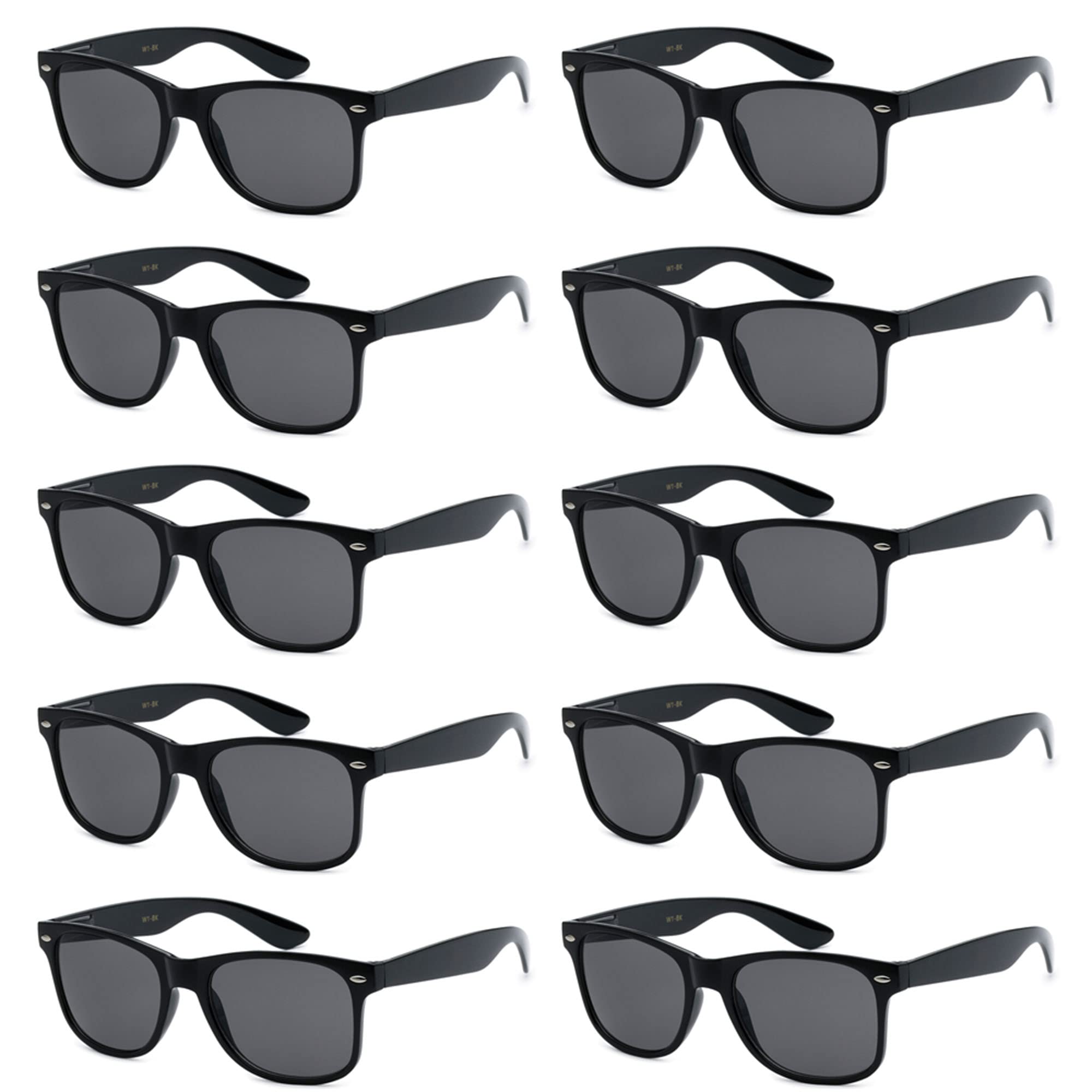 Got Shades Wholesale Bulk Unisex 80's Retro 100% UV Sunglasses for Adults - 10 Pack - w/Flex Hinges