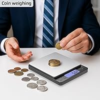 Vista 5 de SKEAP Báscula digital para joyeros y coleccionistas, escala digital de bolsillo con pantalla LCD retroiluminada, función de tara, ideal para piedras