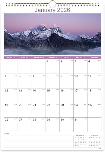 Miniatura 10 de Calendario 2026 - Calendarios de pared 2026, enero de 2026 a diciembre 2026, calendario de pared de 12 meses, 14.5 x 11 pulgadas, bloques de