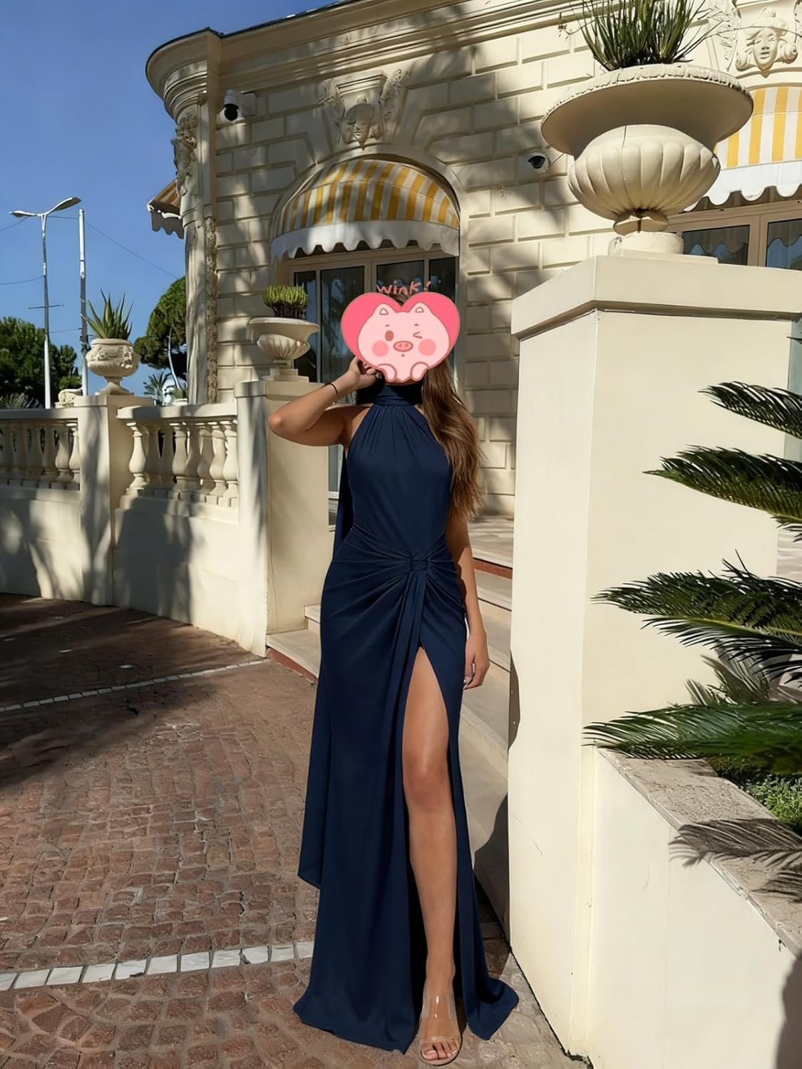 Women's Mermaid Satin Prom Dresses with Slit Long Scarf Halter Formal Gowns 2026 Pleated Evening Dress - Image 7