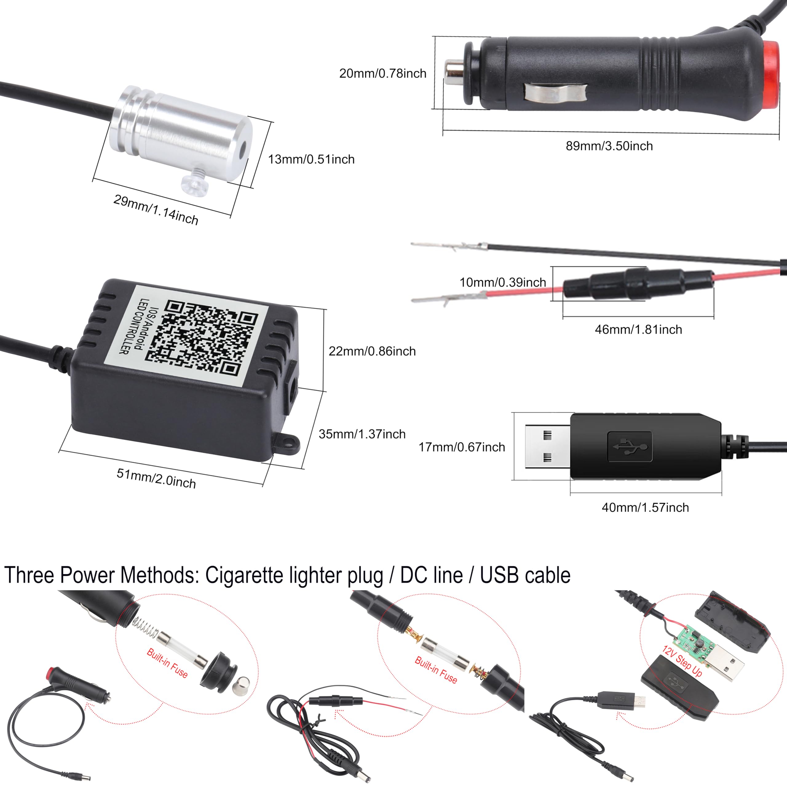 Voiture éclairage ambiant Fibre Optique 64 Couleurs Musique Son Actif avec APP contrôle Voiture décoratif kit d'éclairage de l'atmosphère DC 12V 1W 8m