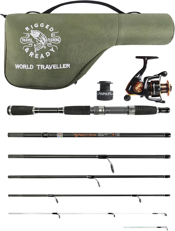 Combo de carrete y caña de pescar de viaje Rigged & Ready Smuggler™, cañas compactas + estuche | 1 Combo de caña giratoria y carrete, 4 spinning, 1 caña casting + estuches. 2, 3 o 4 Puntas. Spin y agua dulce en general - Pesca en agua salada