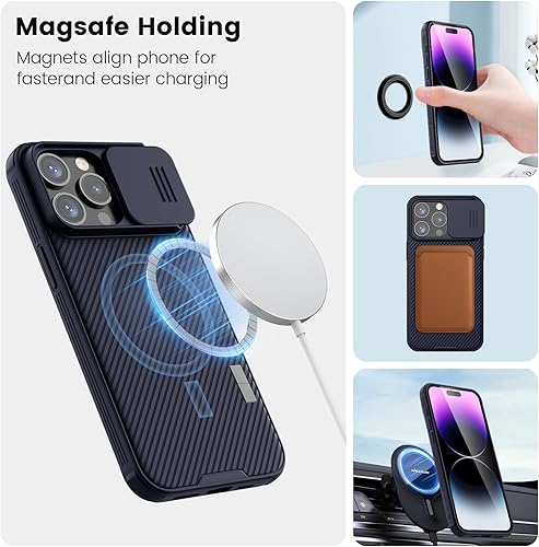 Miniatura 3 de Nillkin Funda magnética para iPhone 15 Pro Max, compatible con MagSafe, funda deslizante para cámara, funda magnética CamShield Pro para iPhone 15