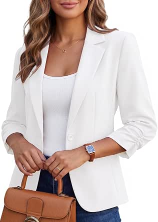Kelyaa Women's 3/4 Sleeve Casual Blazer Slim Fit Work Suit Jacket