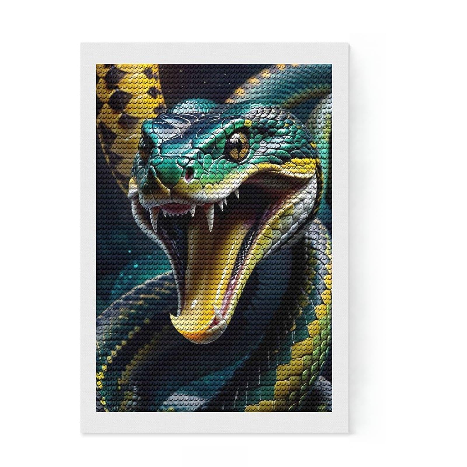 Junmoney Toxic Poison Snake Round Drill Diamond Painting 8"x12", Stress Relief Craft, Aesthetic Room Decor, for Adults, Festive Craft Gift