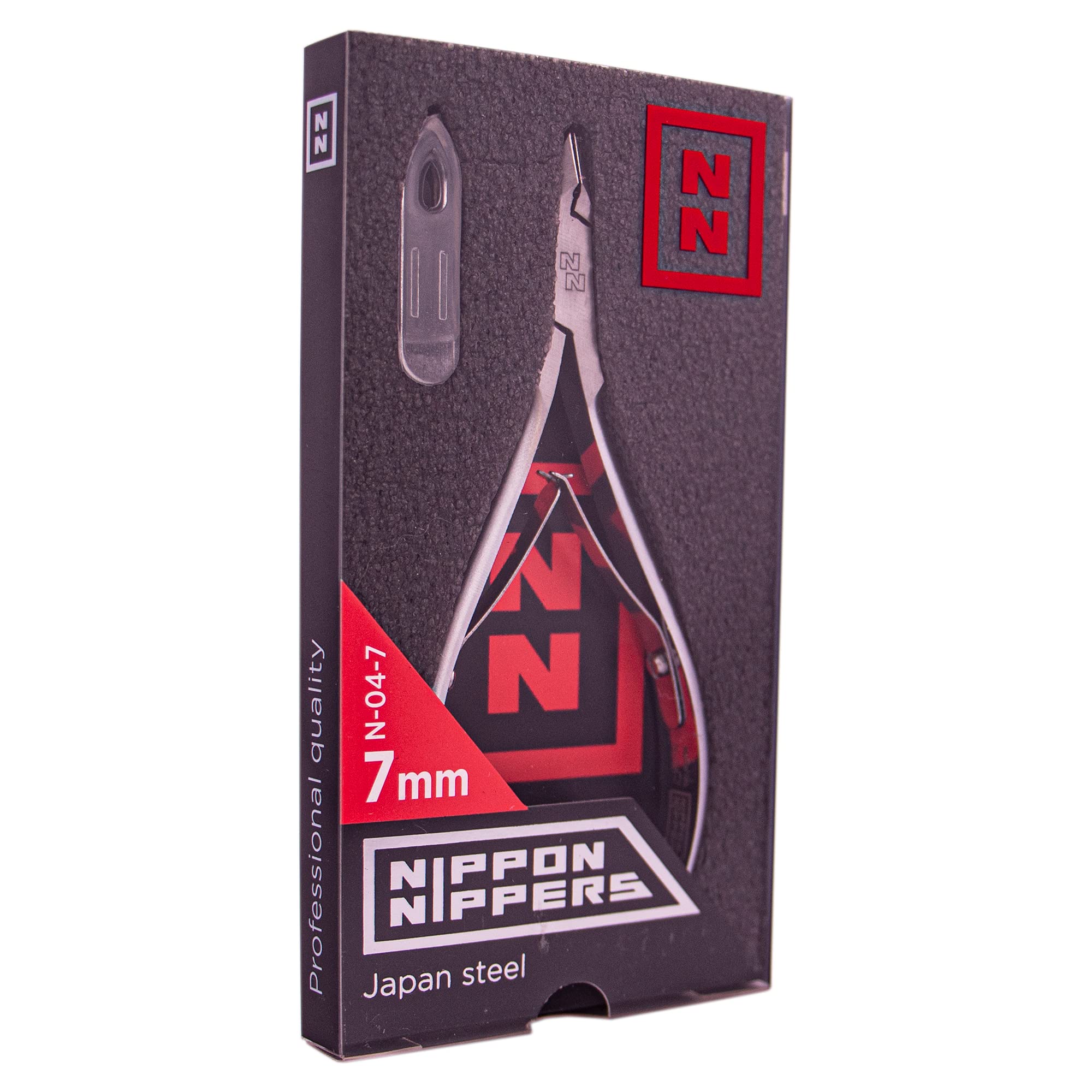 Nippon NippersProfessional Cuticle Pliers, 7 mm with Heel, Japanese Alloy Steel, Manual Sharpening, Manicure Pedicure Nails, 113 mm, Double Spring, N-04-7