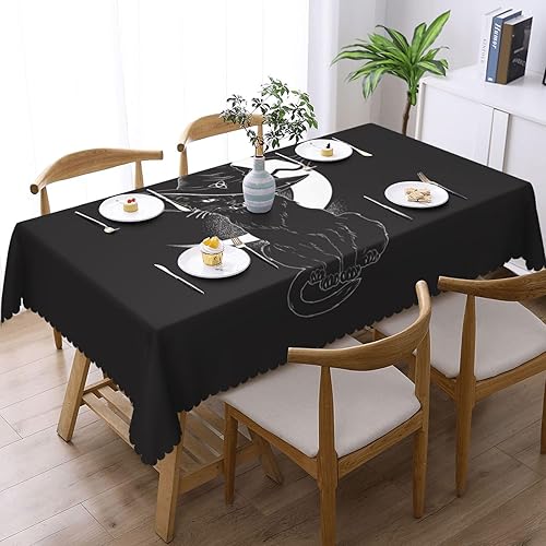Miniatura 1 de Aimeryup Mantel rectangular con diseño de luna de gato negro, mantel impermeable para mesas rectangulares de 6 pies, manteles de mesa para comedor y