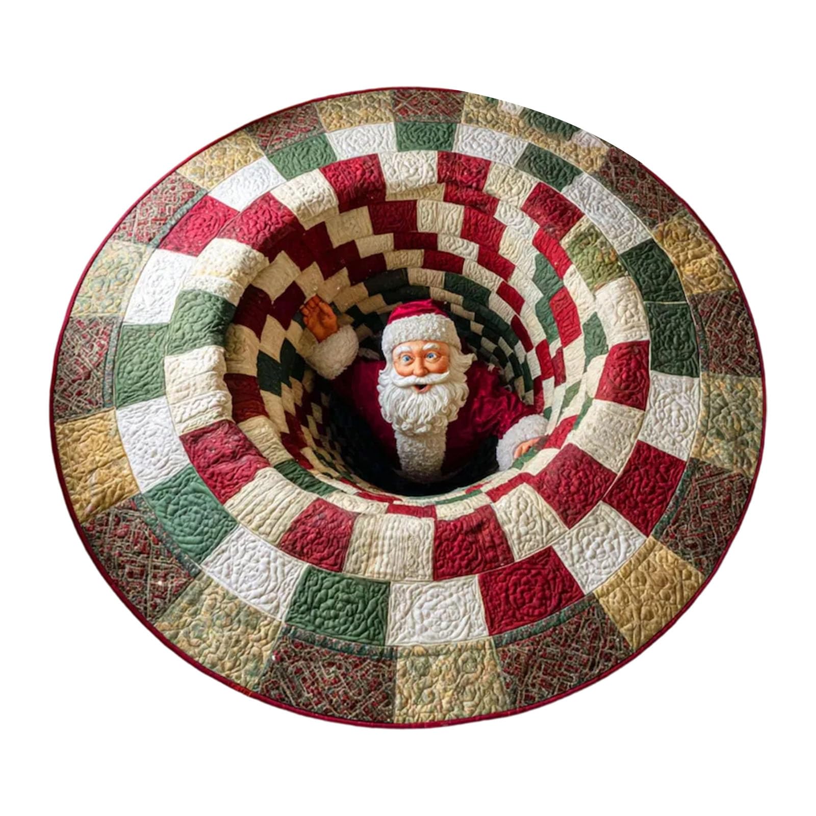 our fave 1 Santa Optical Illusion Round Rug Washable Holiday Carpet for Home Christmas Bedroom Decorations Festive Floor Mat