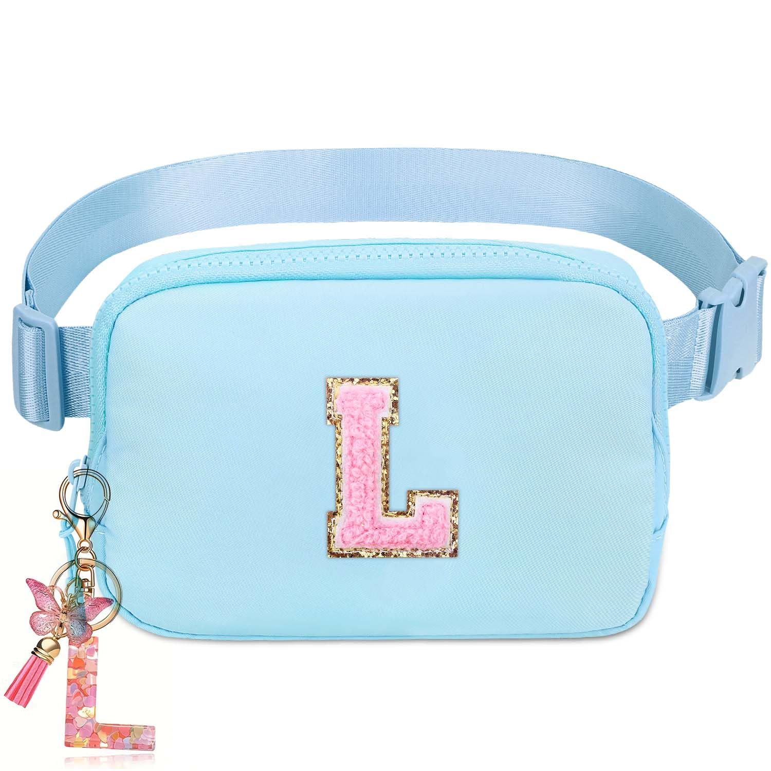 Gifts Girls Teens Kids - Birthday Gifts for Women, Personalized Gifts for Mom Freind Sister Teacher, Graduation GiftsInitial Crossbody Bag Belt Bag for Women Lavender Blue L