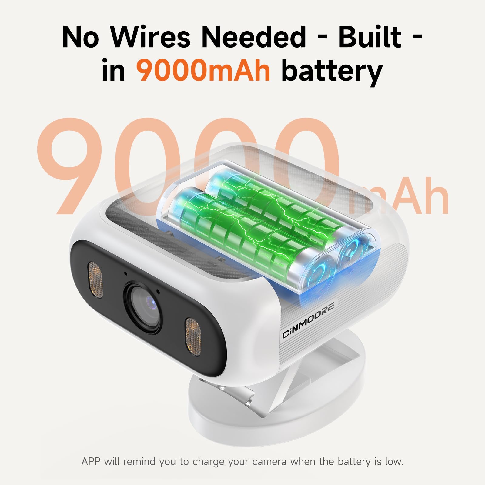 Telecamera di sicurezza solare 1080P, telecamera di sicurezza cellulare 4G LTE wireless per esterni, con scheda SIM, senza WiFi, supporto pieghevole magnetico, rilevamento del movimento AI